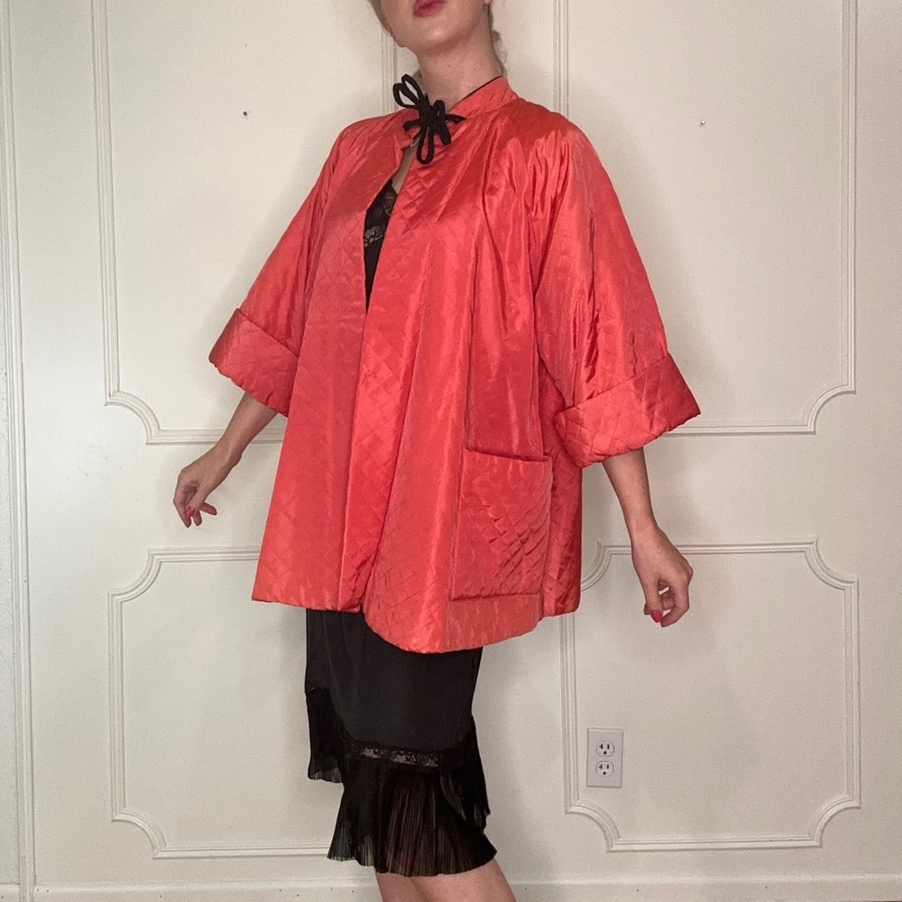 1950s bed jacket quoted beautiful watermelon color.